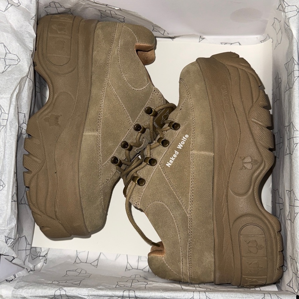 Naked Wolfe Taupe Suede Sporty Sneakers